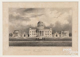 Scarce lithograph of Capitol of Pennsylvania