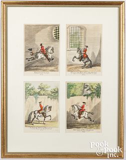 Set of four framed French Capriole horse etchings
