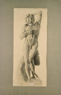 Jehangir Sabavala Nude Male Figure Drawing