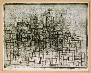 Raphael Soyer Abstract Cityscape Etching
