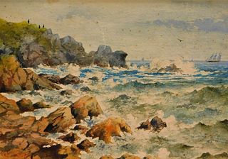 George G. Phipps New England Coast WC Painting