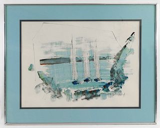 Alfred Birdsey Sailboat WC Painting