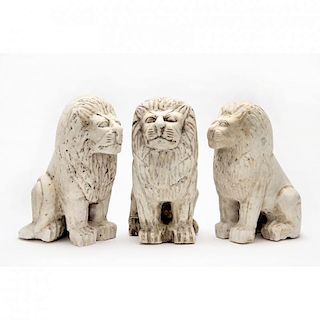 Three Ancient Near Eastern Style Marble Lions