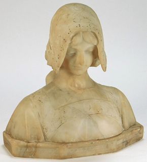 Carved Marble Bust of a Maiden