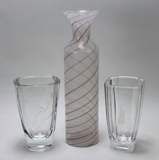 3PC Italian Art Glass & Orrefors Vases