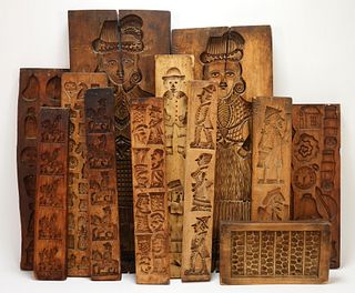 12PC Dutch Carved Wood Gingerbread Molds