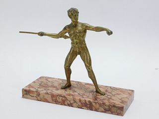 French Bronze Javelin Thrower Sculpture