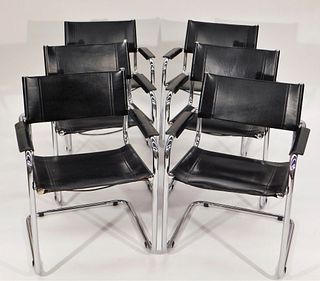 6PC Chrome & Leather Chairs