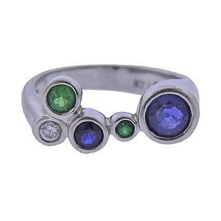Kylo 18K Gold Diamond Sapphire Emerald Ring