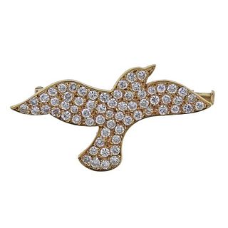 Yanes 18k Gold Diamond Dove Bird Brooch
