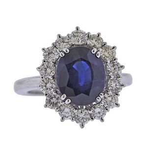 18k Gold 4.94ct Sapphire Diamond Ring