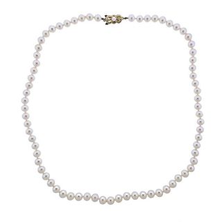 Mikimoto 14K Gold Pearl Necklace 