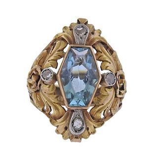 Continental 18K Gold Diamond Blue Crystal Ring