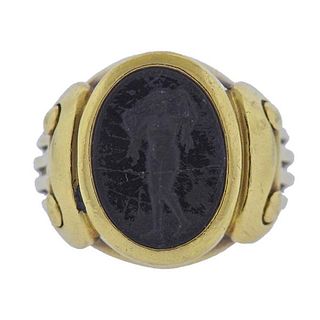 Kieselstein Cord Onyx Intaglio 18k Gold Ring
