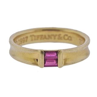 Tiffany &amp; Co 18K Gold Ruby Band Ring