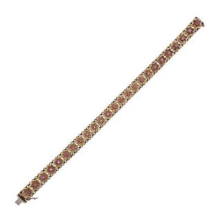 Italian 18K Gold Pink Sapphire Bracelet