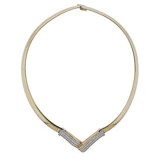 Italian 14k Gold Diamond Necklace