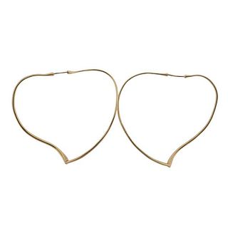 Tiffany &amp; Co Peretti Gold Open Heart Hoop Earrings