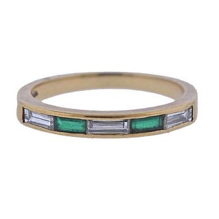 Tiffany &amp; Co 18K Gold Diamond Emerald Ring