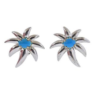 Tiffany &amp; Co Silver Turquoise Fireworks Earrings