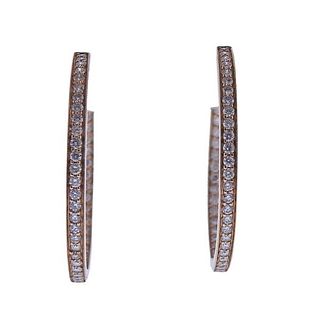 18k Gold Inside Out Diamond Hoop Earrings