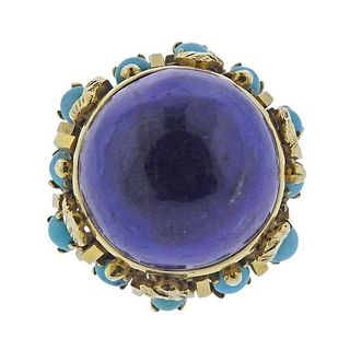Vintage 14k Gold Lapis Turquoise Ring