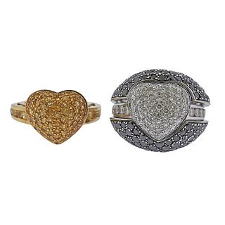 3.60ctw Diamond Yellow Sapphire Heart Ring Set