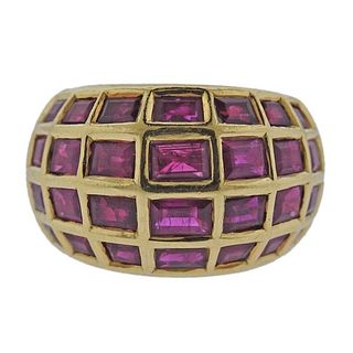 18k Gold Caged Ruby Dome Ring