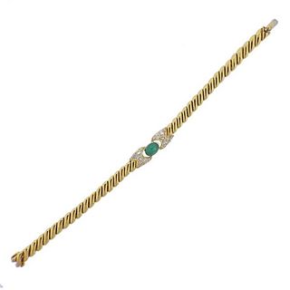 Fred Paris 18k Gold Diamond Emerald Bracelet