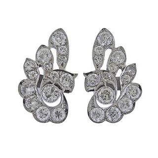 Mid Century Platinum Diamond Earrings