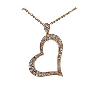 Piaget 18k Gold Diamond Open Heart Pendant Necklace