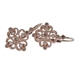 18k Rose Gold Fancy Diamond Earrings