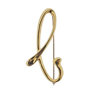 Tiffany &amp; Co Peretti 18k Gold Initial Brooch Pin