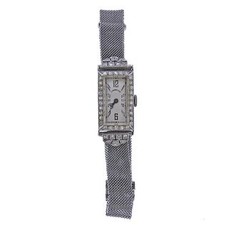 Art Deco J. E. Caldwell Platinum Diamond Watch Bracelet