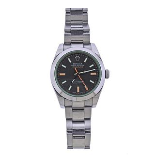 Rolex Milgauss Green Crystal Black Dial Watch 116400