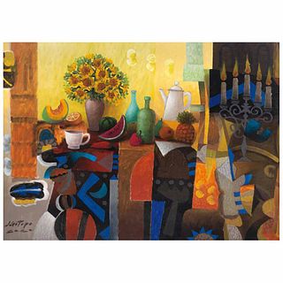 JOSÉ GOTOPO, La mesa de los azulejos, Firmado y fechado 2020, Acrílico sobre tela, 80 x 100 cm, Con certificado | JOSÉ GOTOPO, La mesa de los azulejos
