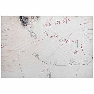 LEONEL GÓNGORA, Marat Sade, Firmada y fechada 67, Tinta sobre papel, 26 x 38.7 cm | LEONEL GÓNGORA, Marat Sade, Signed and dated 67, Ink on paper, 10.