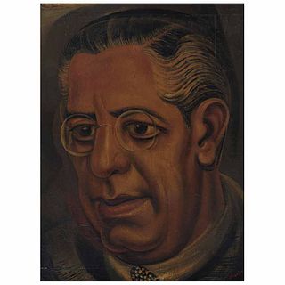 DAVID ALFARO SIQUEIROS, Retrato del Lic. Octavio Reyes Spíndola, 1942, Firmada, Piroxilina sobre madera, 82.5 x 60.5 cm