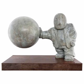RODRIGO DE LA SIERRA, Reaching my universe II, Firmada y fechada MX2009, Escultura en bronce 7 / 7, 85x118x54.7cm totales, Certificado