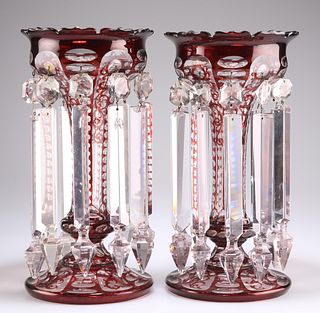 A PAIR OF BOHEMIAN GLASS LUSTRES, LATE 19TH CENTURY, of typ