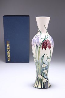 A MOORCROFT POTTERY VASE, tubelined and hand-painted with t