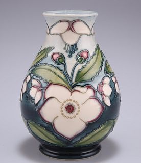 A MOORCROFT POTTERY VASE, by Rachel Bishop, tubelined and h