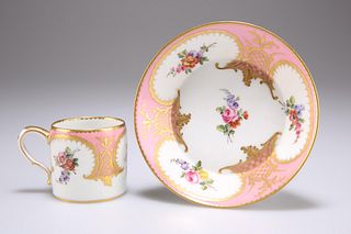 A "SÈVRES" PORCELAIN CUP AND SAUCER, each painted with flor
