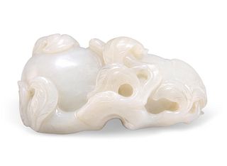 A CHINESE JADE "THREE ABUNDANCES" CARVING, probably 19th Ce