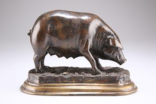 AFTER JULES MOIGNIEZ (1835-1894), A PRIZE SOW, bronze with 