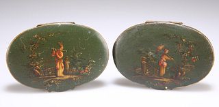 A PAIR OF LATE 18TH CENTURY GREEN CHINOISERIE JAPANNED BRAS