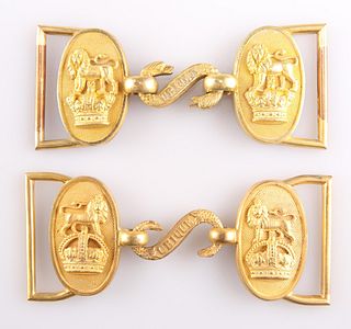 TWO OFFICER'S PATTERN GILT WAIST BELT CLASPS OF THE ROYAL A