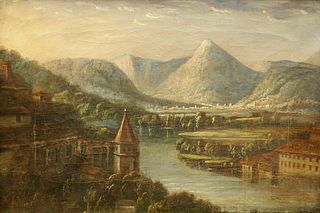 CONTINENTAL SCHOOL (19TH CENTURY), RIVER LANDSCAPE WITH MOU