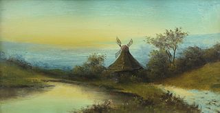 ENGLISH SCHOOL (19TH CENTURY), RIVER LANDSCAPES WITH WINDMI
