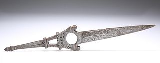 A FRENCH METAL NOVELTY LETTER OPENER, cast with the Eiffel 